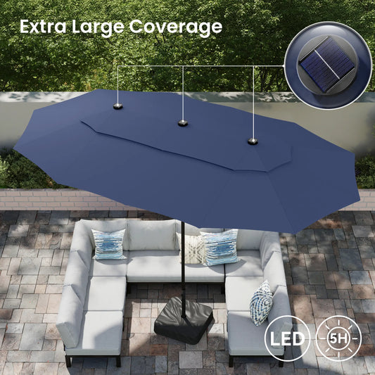 [2026 Upgrade] PHI VILLA 13/15FT Double Layer Patio Umbrella