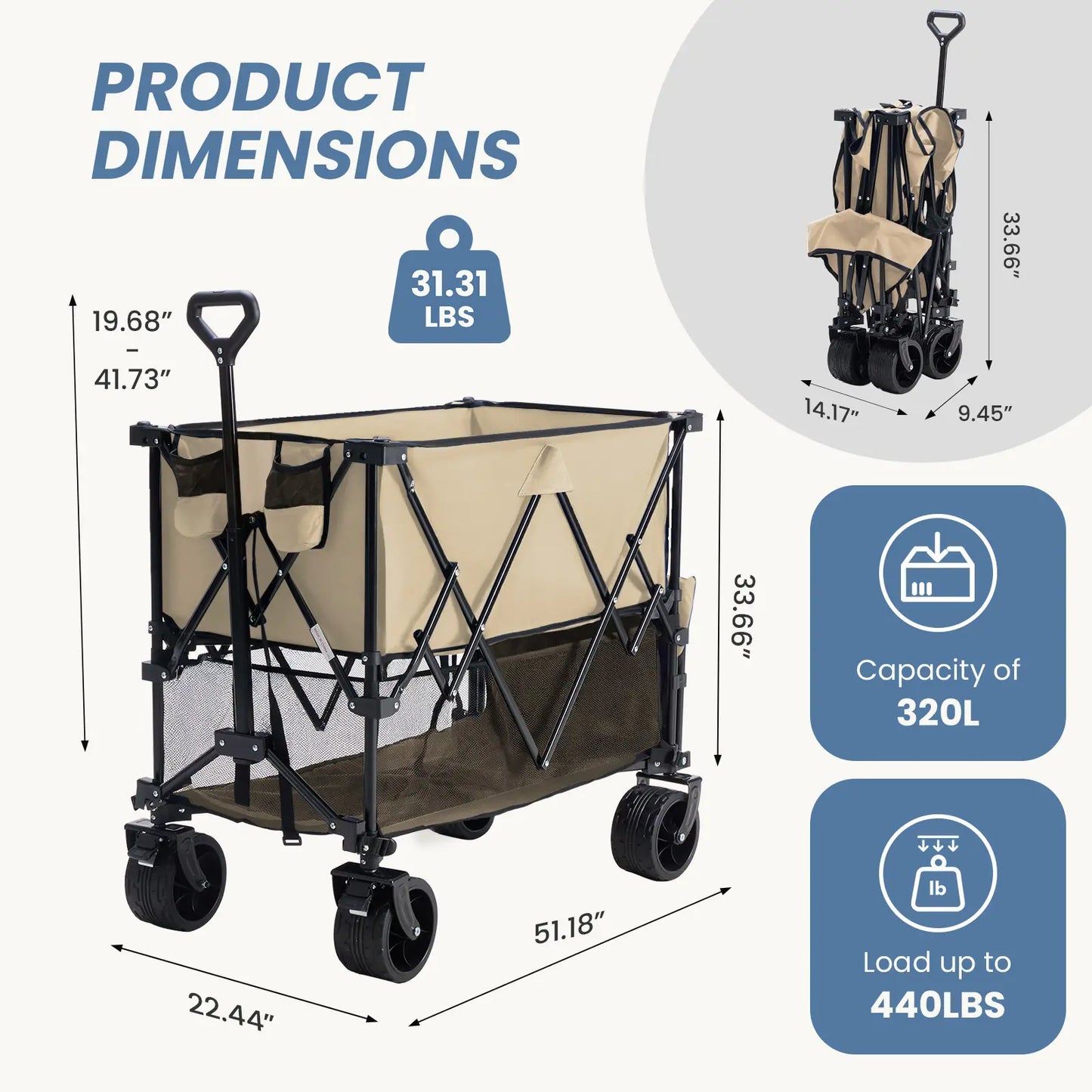 Large Capacity Folding Double Decker Wagon with Brakes