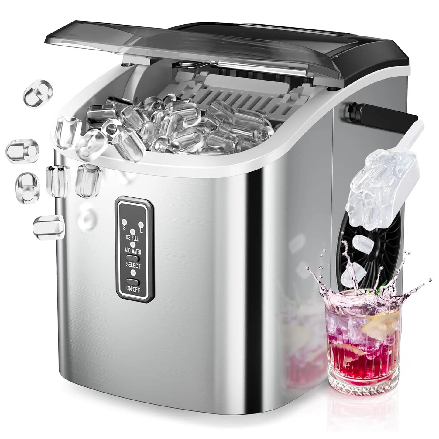 EUHOMY Ice Maker Countertop with Handle