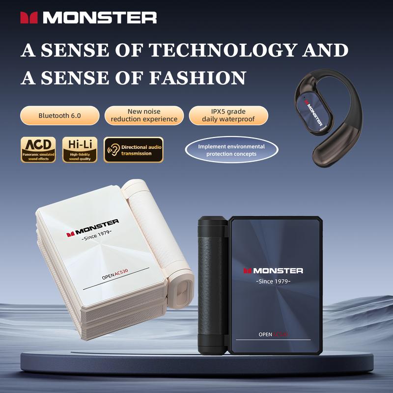 Monster open-back microphone headphones, suitable for running, working out, driving, going to school, etc.—Gifts for Men & Women