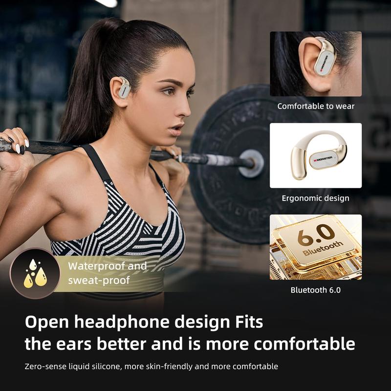 Monster open-back microphone headphones, suitable for running, working out, driving, going to school, etc.—Gifts for Men & Women