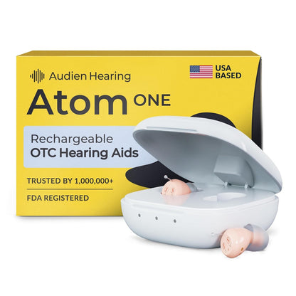 Audien Atom ONE OTC Hearing Aids for Adults – Discreet In-Ear Sound Amplification, Rechargeable, No Prescription