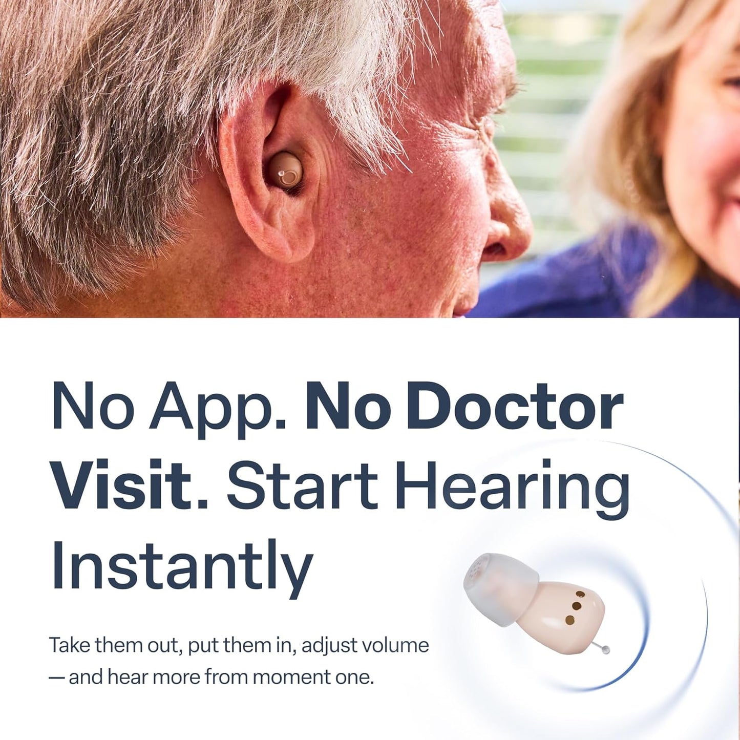 Audien Atom ONE OTC Hearing Aids for Adults – Discreet In-Ear Sound Amplification, Rechargeable, No Prescription