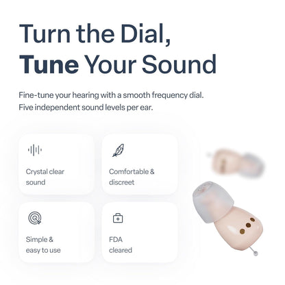 Audien Atom ONE OTC Hearing Aids for Adults – Discreet In-Ear Sound Amplification, Rechargeable, No Prescription