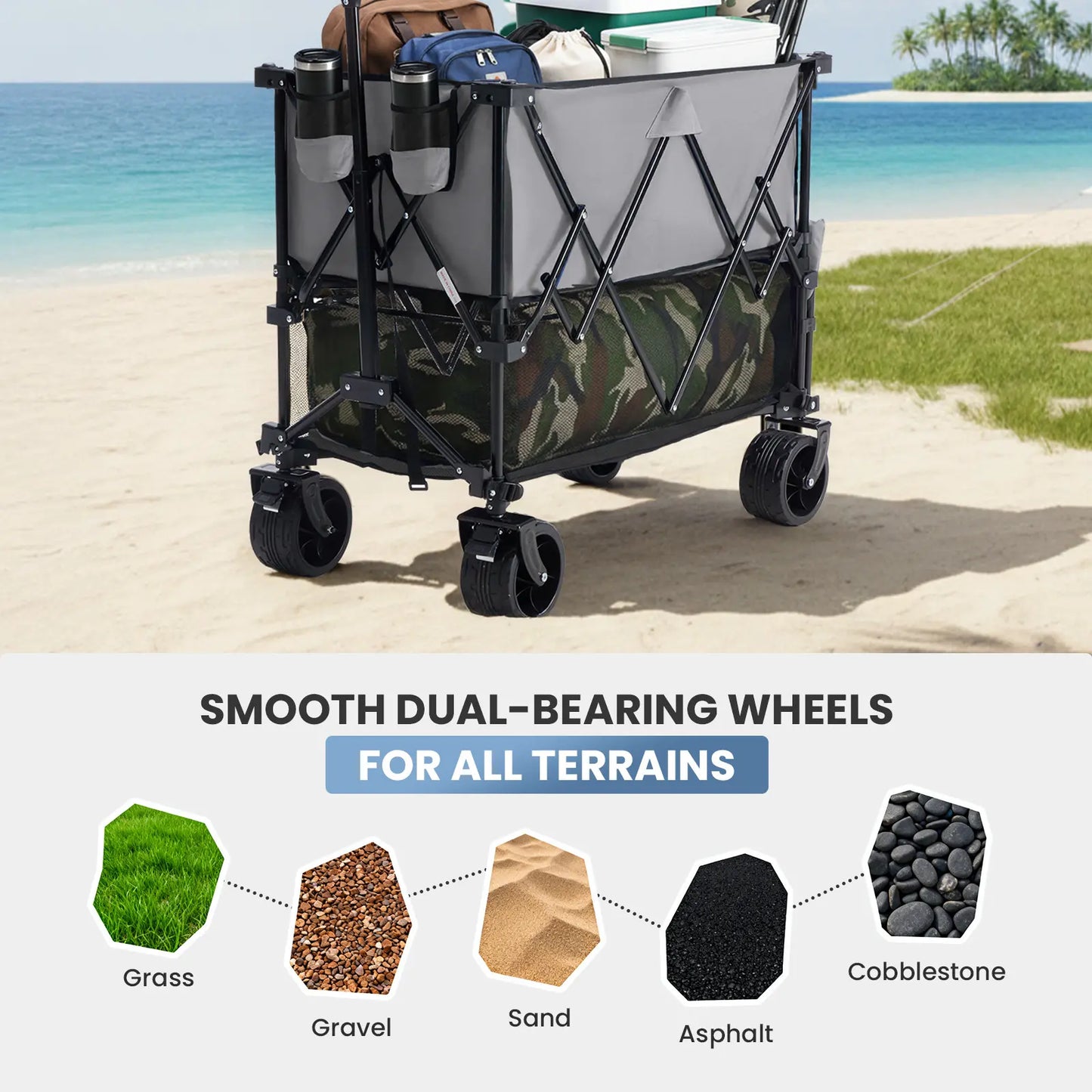 Large Capacity Folding Double Decker Wagon with Brakes