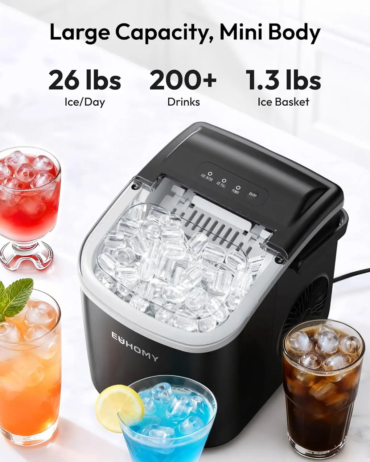 EUHOMY Ice Maker Countertop with Handle