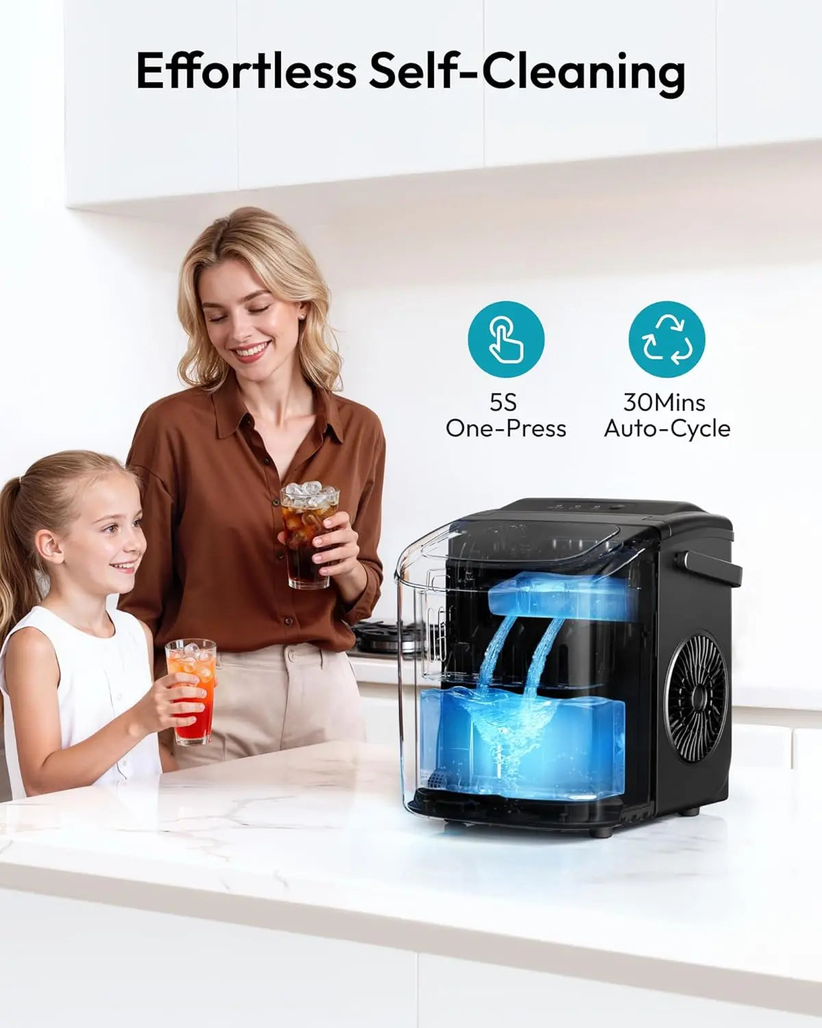 EUHOMY Ice Maker Countertop with Handle