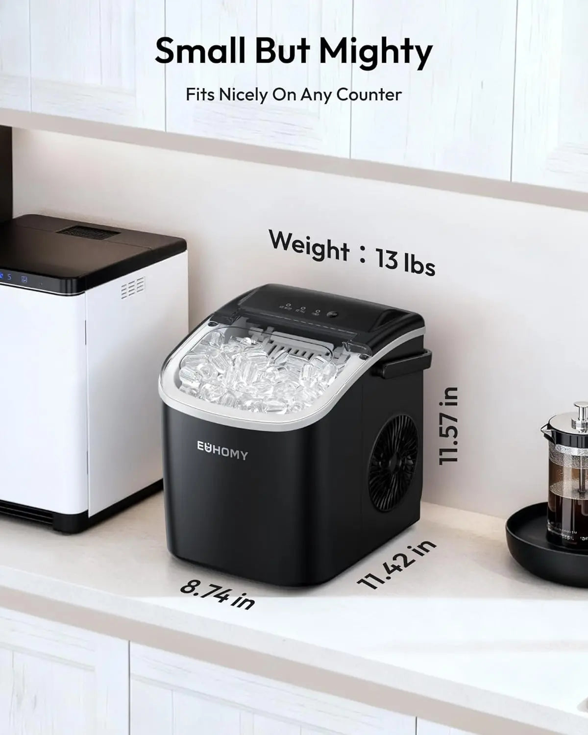 EUHOMY Ice Maker Countertop with Handle