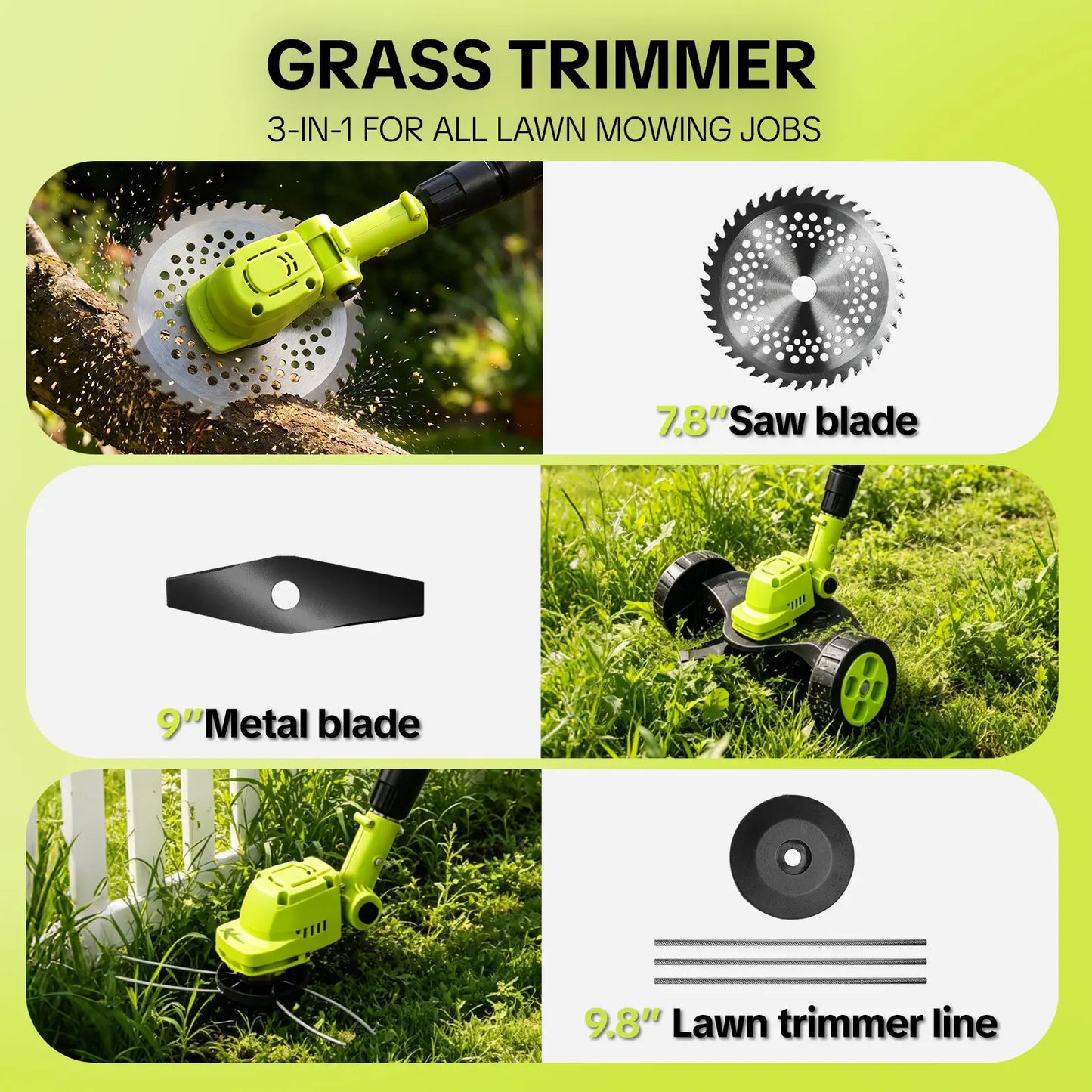 Cordless Lawn Mower, Garden Tool (Mower, Trimmer, Edger)