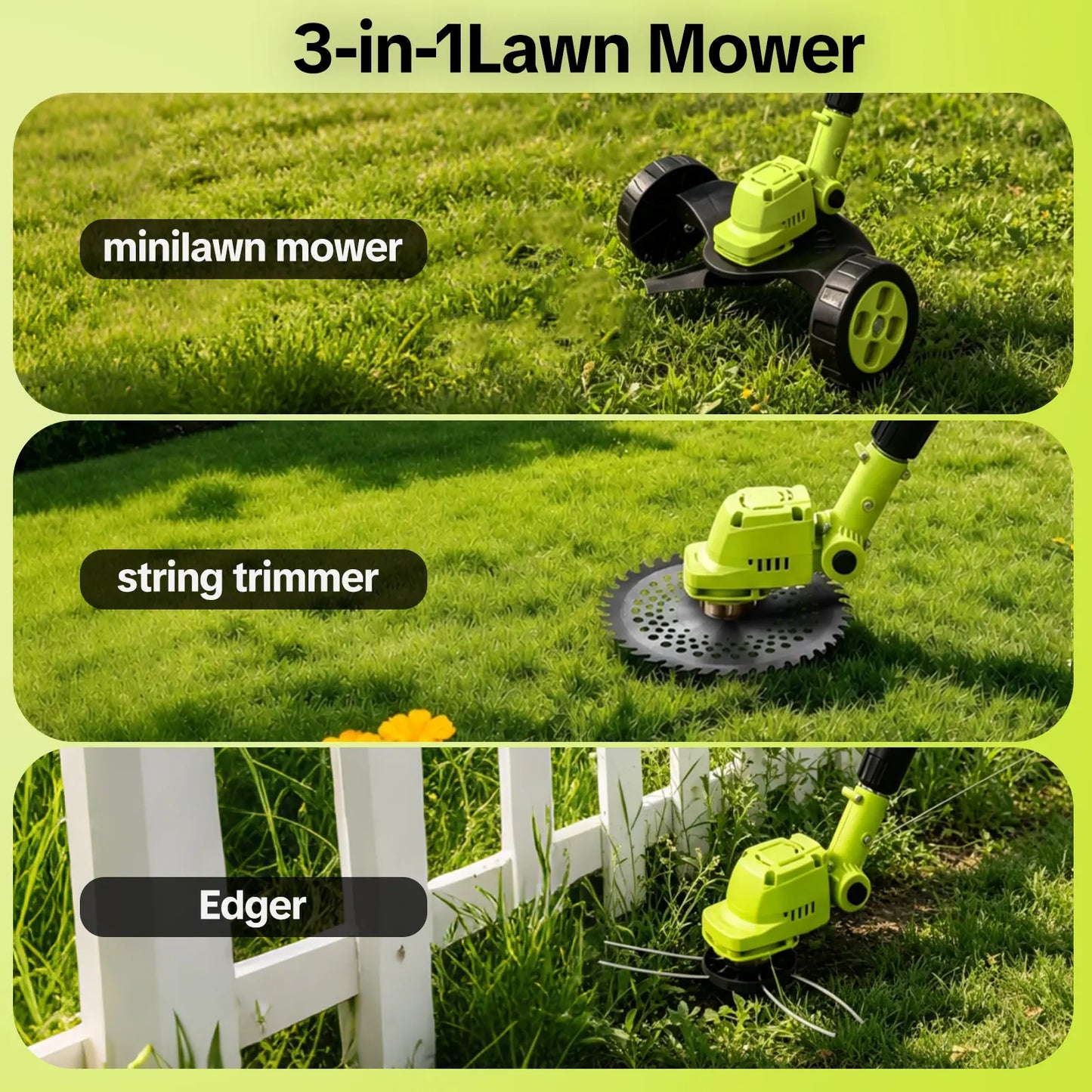 Cordless Lawn Mower, Garden Tool (Mower, Trimmer, Edger)