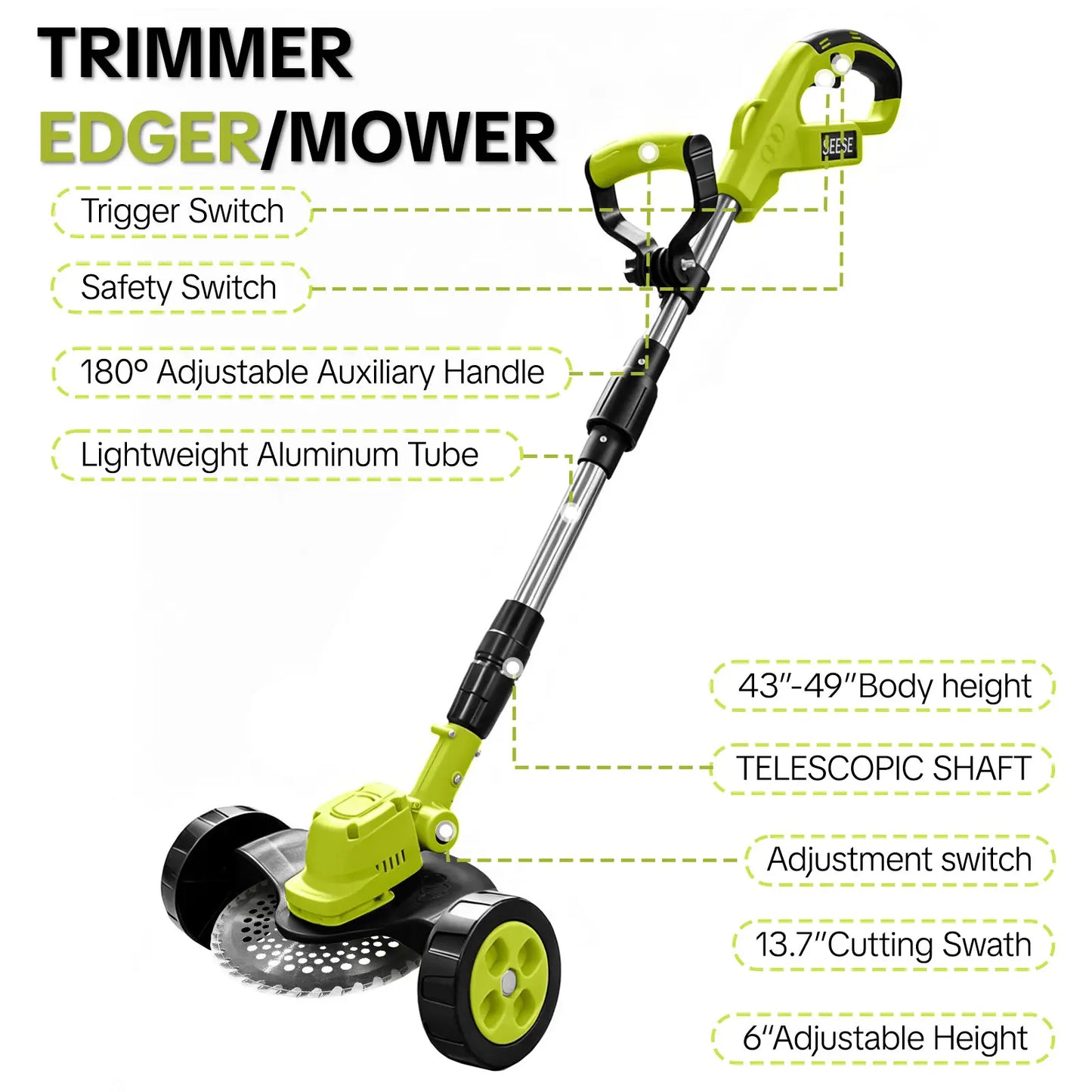 Cordless Lawn Mower, Garden Tool (Mower, Trimmer, Edger)